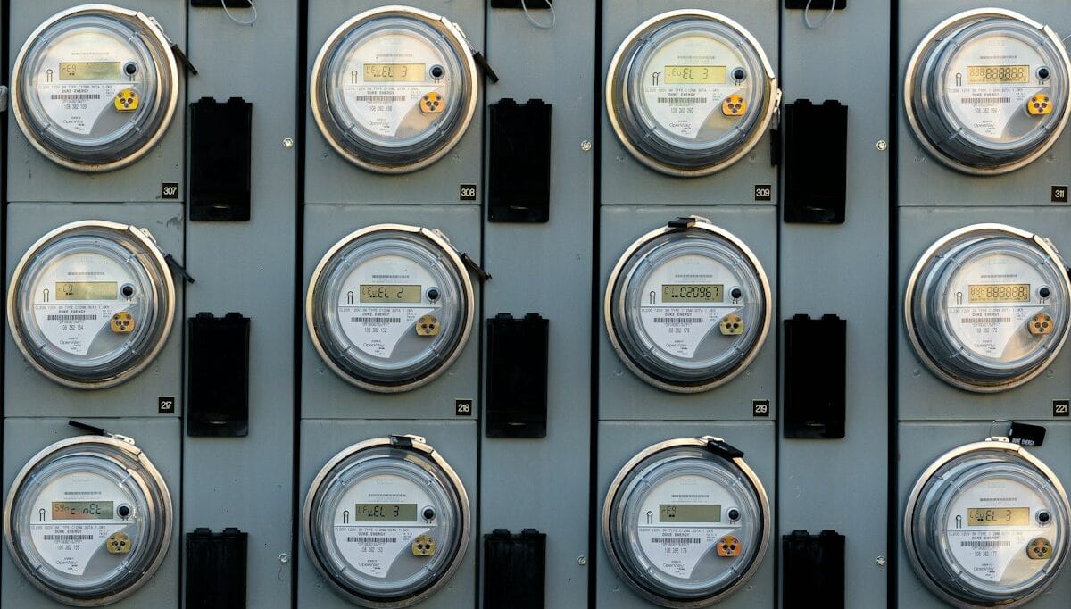 black and white electric meter